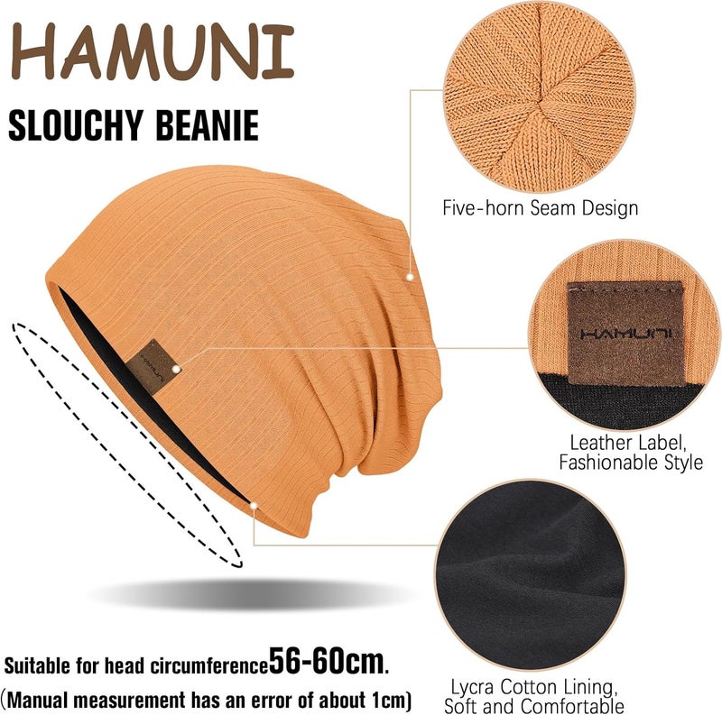 HAMUNI Slouchy Beanie for Men Women Soft Lightweight Running Beanie Hat Chemo Cap Skull Cap - Image 2